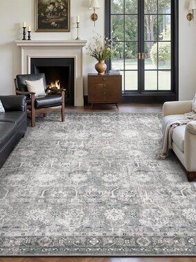 5x7 Area Rugs, Soft Non Slip Low Pile Washable Rug, Boho Modern Rug for Living R